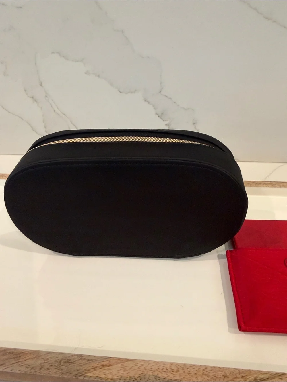 Giorgio Armani Black Pouch and Gold-Trim Compact Mirror